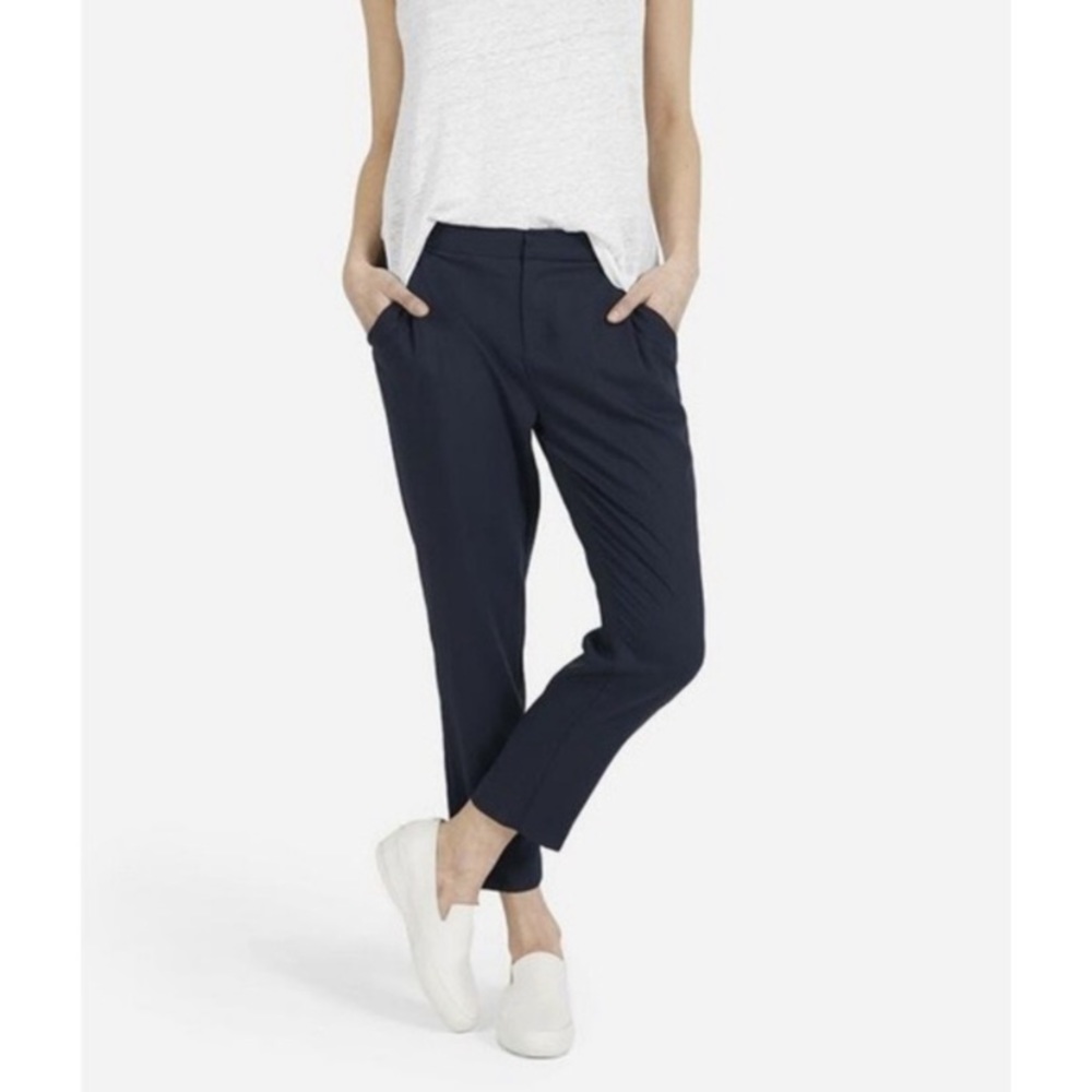Everlane navy slouchy wool trousers